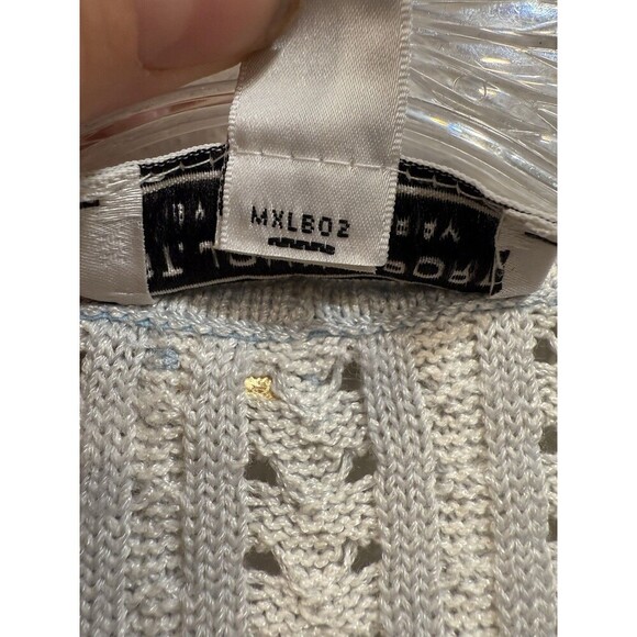 St John Sport Marie Gray Tan Gold Starfish Button Up Cardigan Wool Blend Sz L - Picture 6 of 7